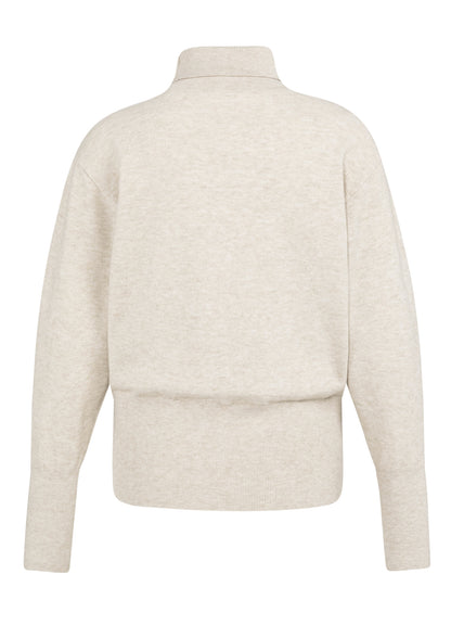 High Neckline Sweater With Buttons : Heather Grey Melange 990402