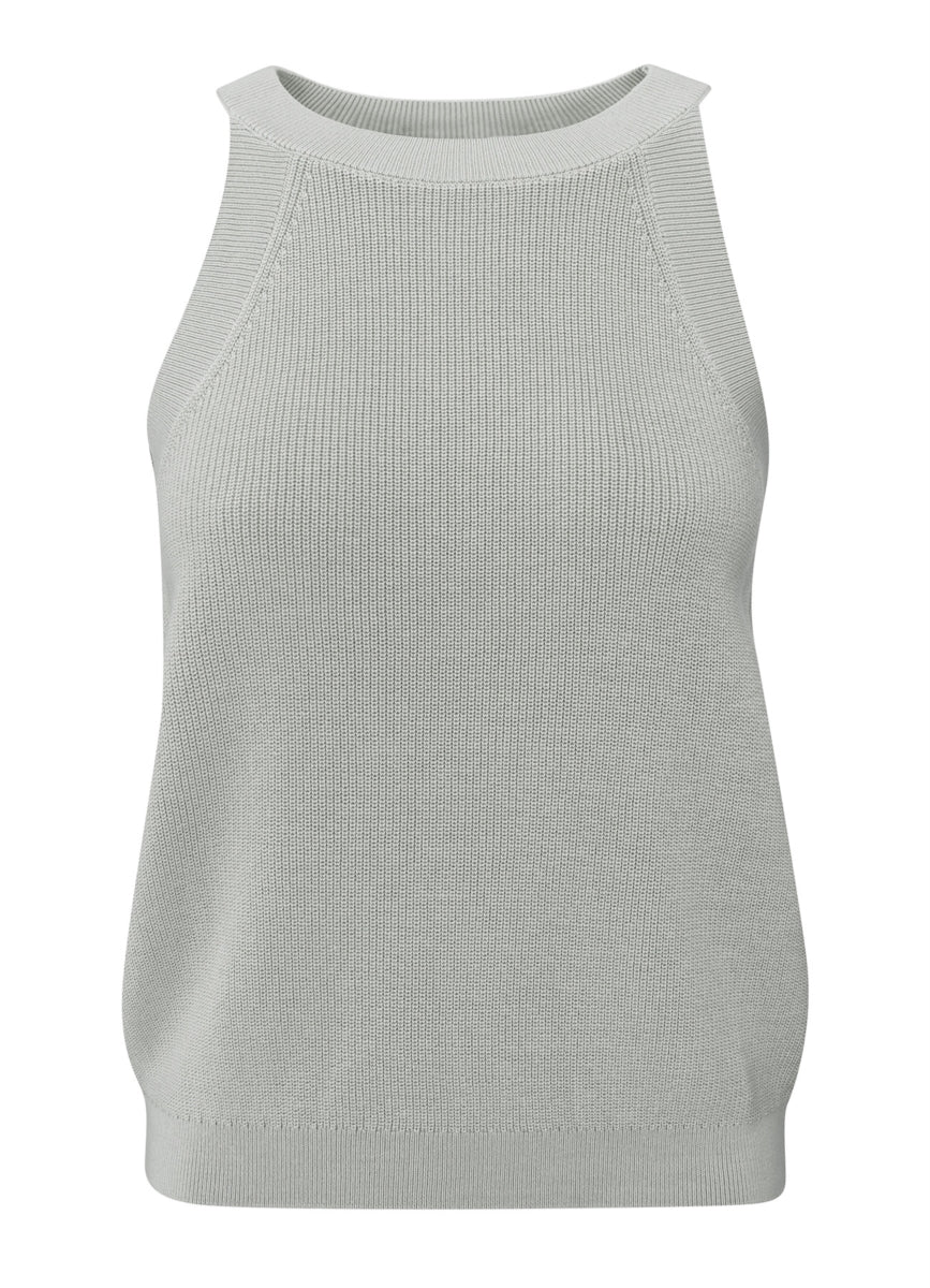 Knitted Tanktop High Neckline : Grey Melange 99981