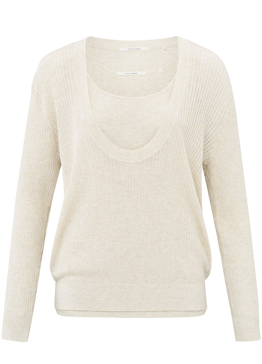 Round Rib Sweater With Tanktop : Nature Melange 99993