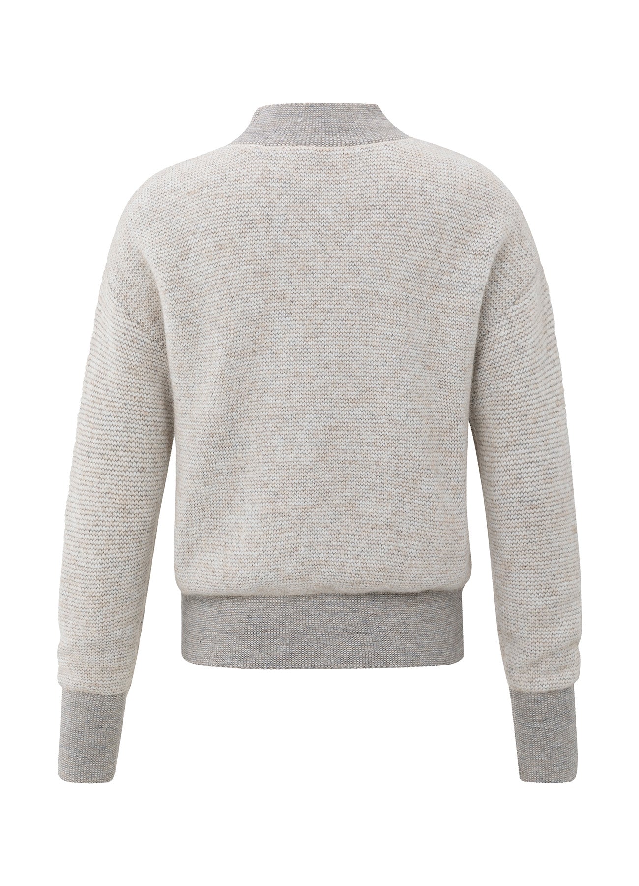Contrast Color Rib Sweater Ls : Contours Gray Melange 990312