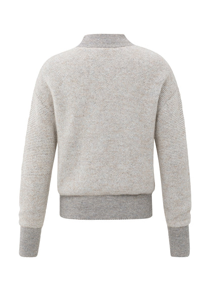 Contrast Color Rib Sweater Ls : Contours Gray Melange 990312