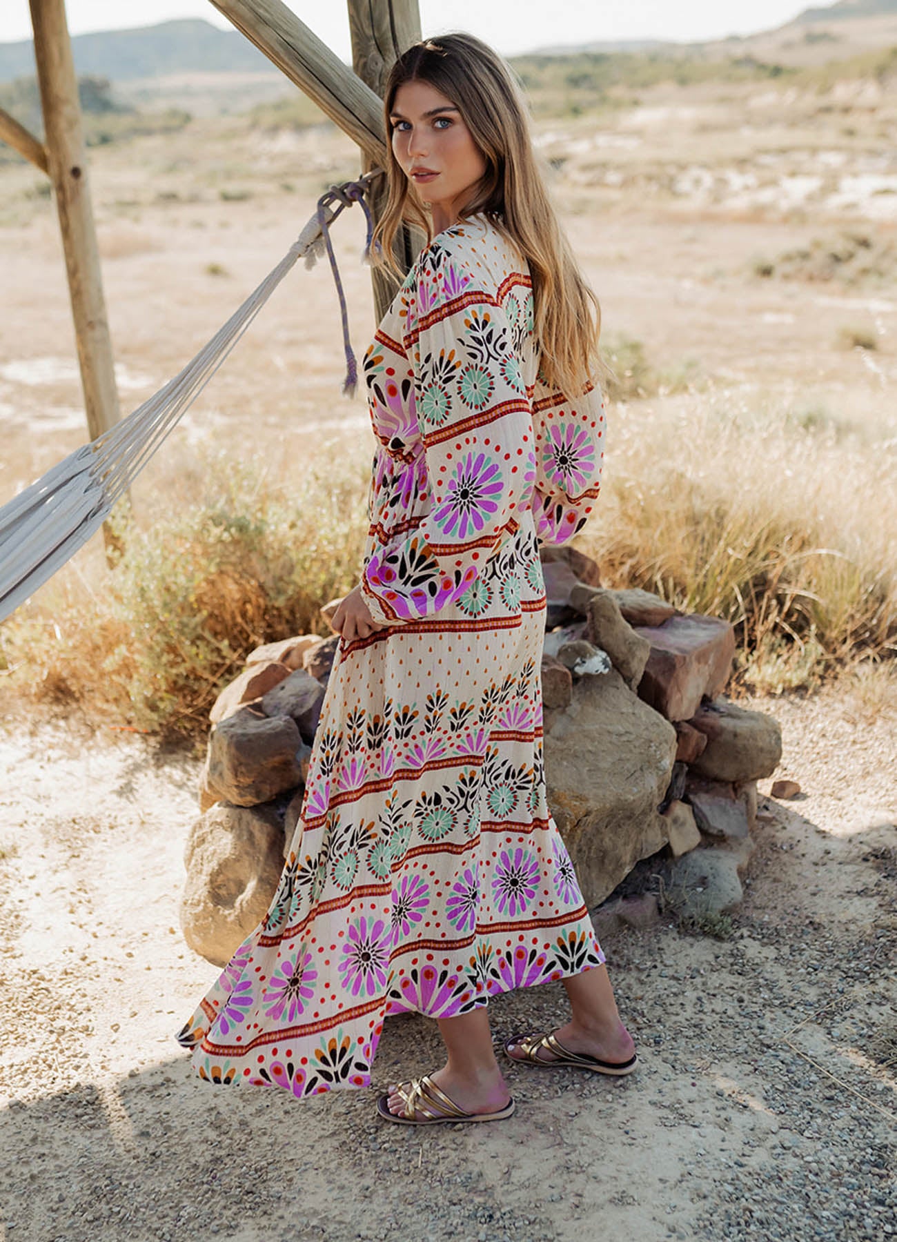 Long Dress Long Sleeves : Multicolor