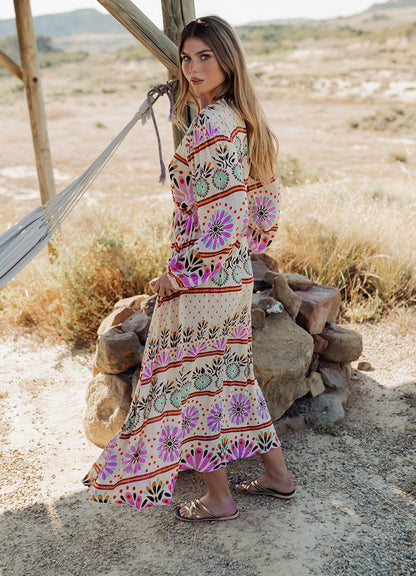 Long Dress Long Sleeves : Multicolor