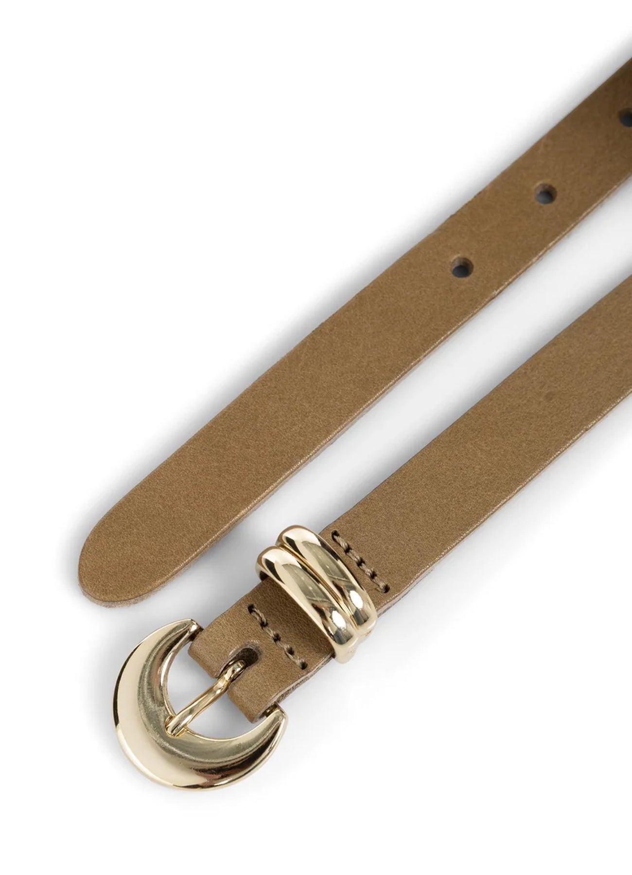 Leather Belt With Moon Buckle : Khaki Green 99045