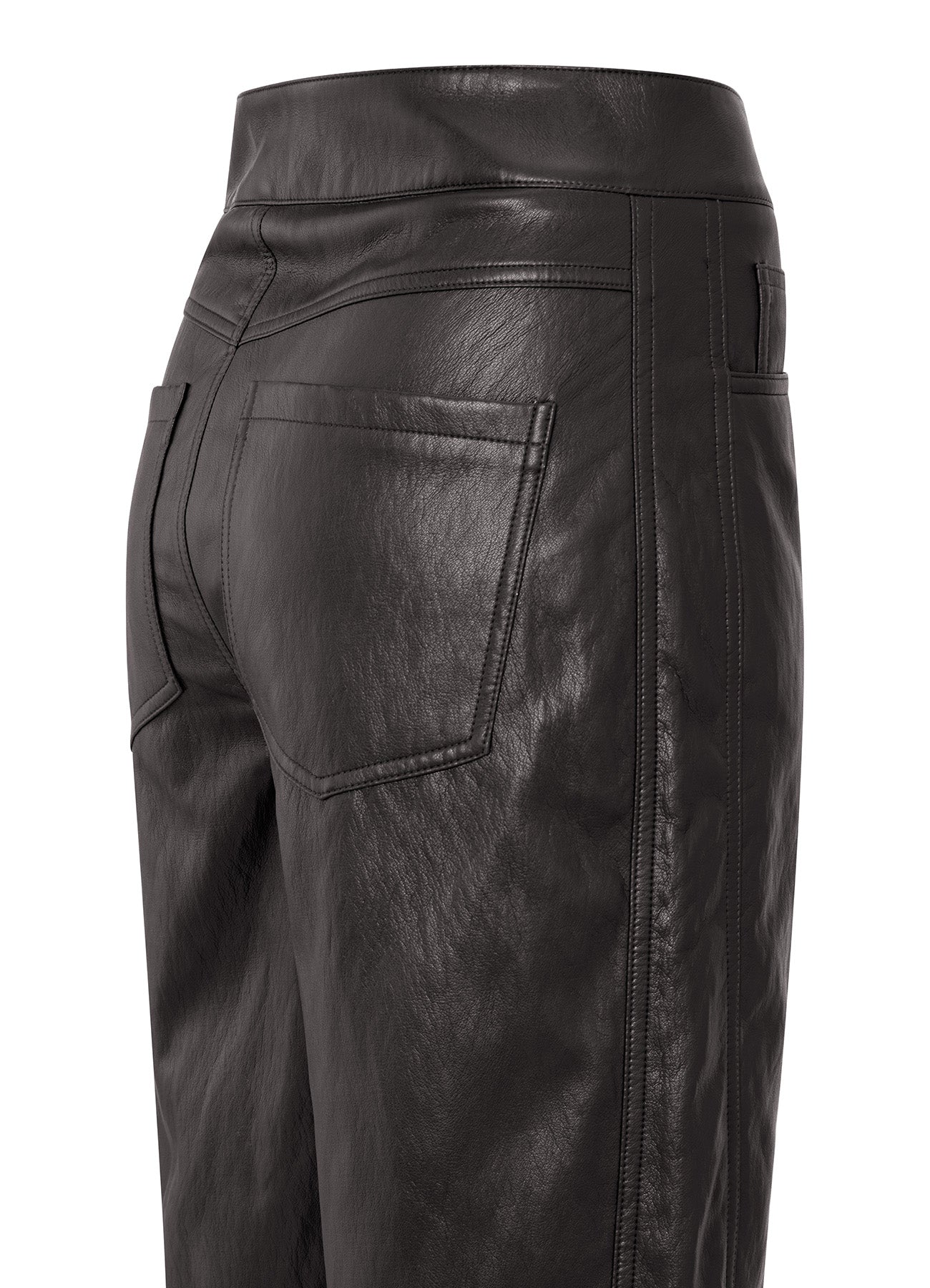 Faux Leather Carrot Fit Trouse : Anthracite Brown 99029
