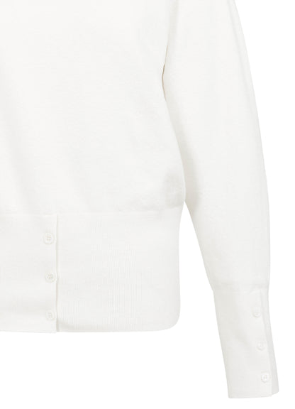 High Neckline Sweater With Buttons : Snowfall White 10002
