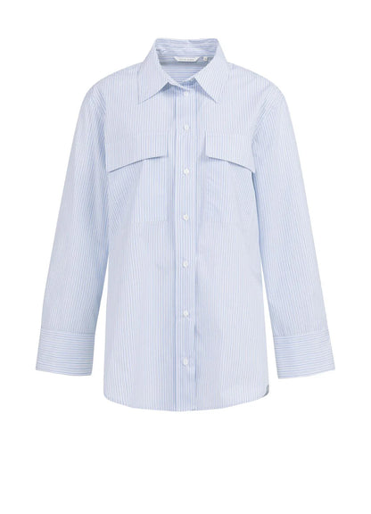 Striped Boyfriend Shirt With A : Ice Blue Dessin 990481