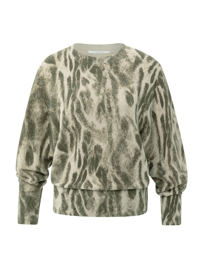 Sweater With Allover Print : Pale Khaki Beige Dessin 512161