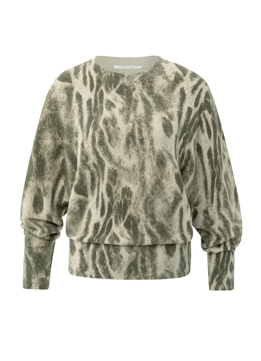 Sweater With Allover Print : Pale Khaki Beige Dessin 512161