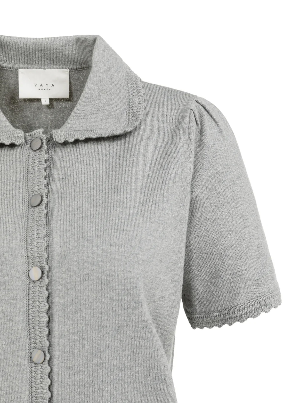 Short Sleeve Cardigan With Tex : Iron Grey Melange 990472