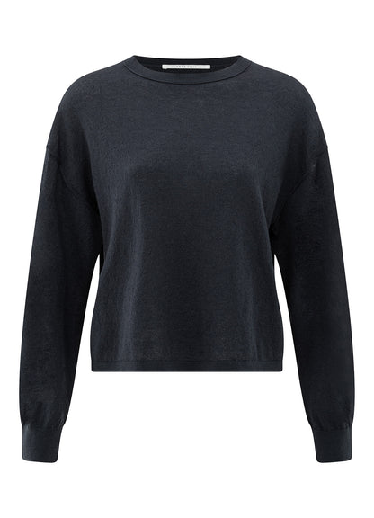 Textured Round Neck Sweater Ls : Inkwell Blue 94016
