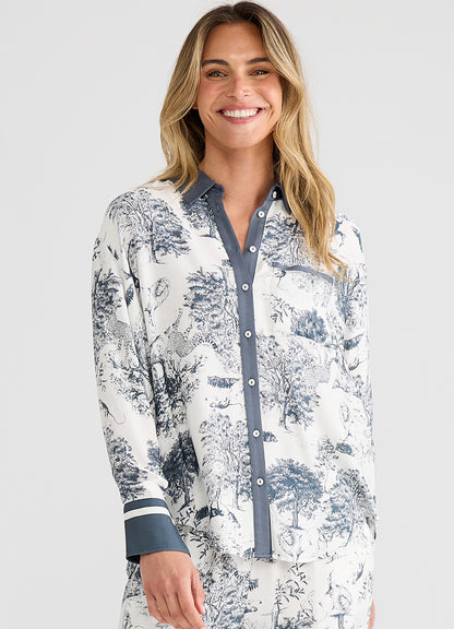 Glenda Shirt : Slate Toile
