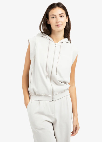 Sleeveless Hoodie With Cords : Temple Gray 30005