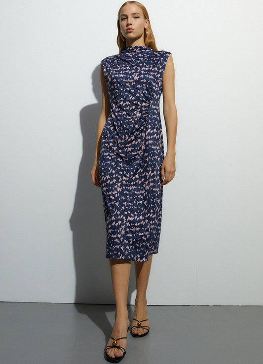Dress : Navy Blue-36