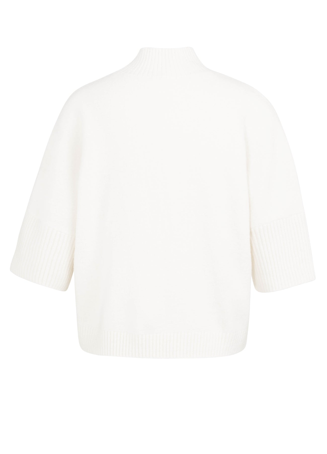 High Neckline Sweater With Rib Sleeves : Snowfall White Melange 100022