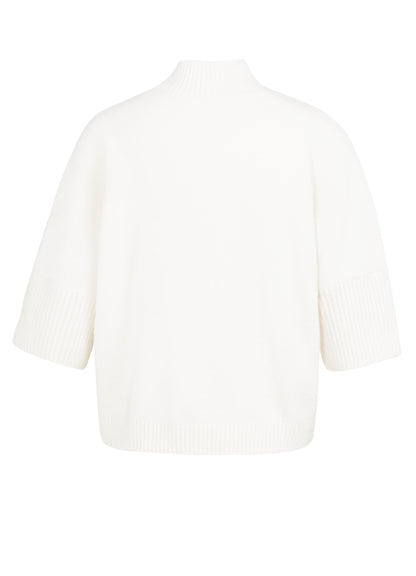 High Neckline Sweater With Rib Sleeves : Snowfall White Melange 100022