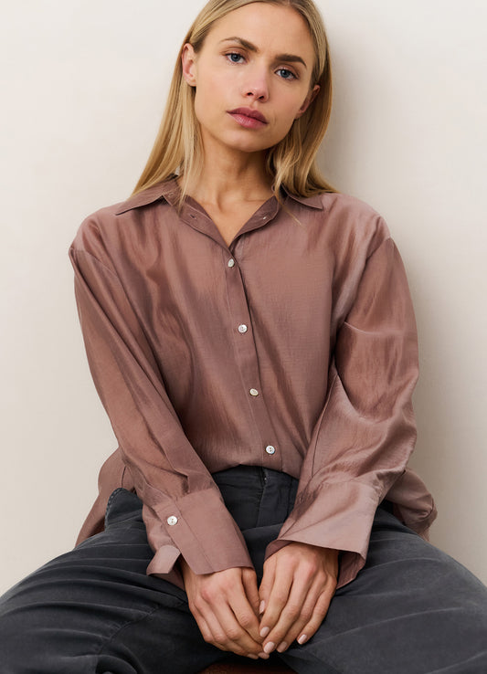 Sheer Blouse With Back Slit : Blush Pink 99016