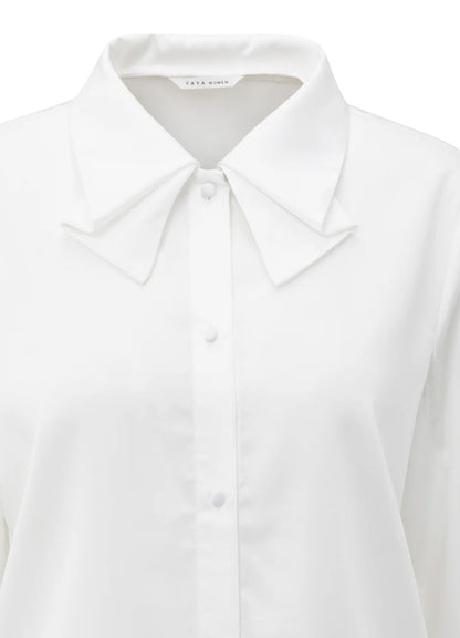 Blouse With Bow Collar : Pure White 715041