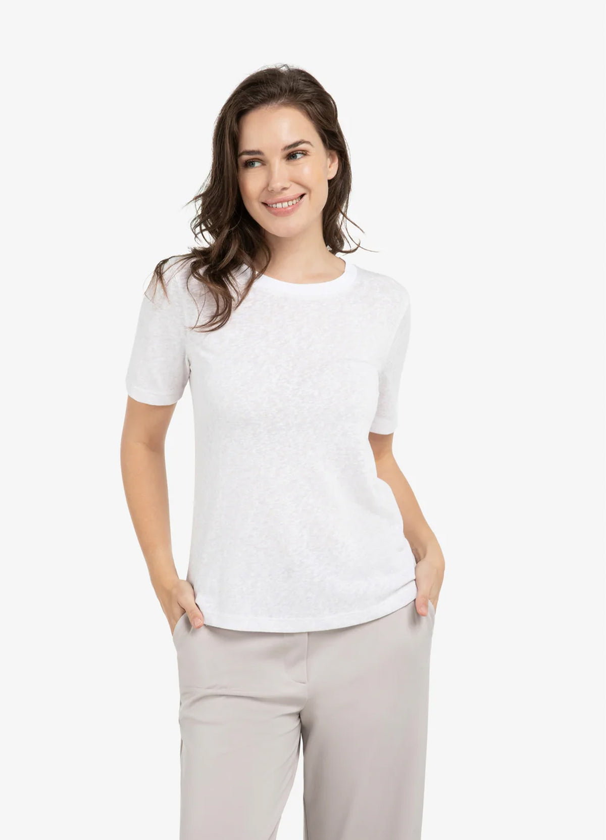 Melange T-Shirt With Ribbed Ne : Gray Lilac Melange 338042