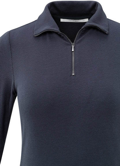 Long Sleeve Top With Zipper Collar : Collegiate Blue