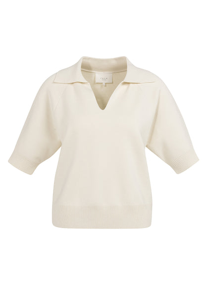 Short Sleeve Sweater With Coll : Ecru 99053
