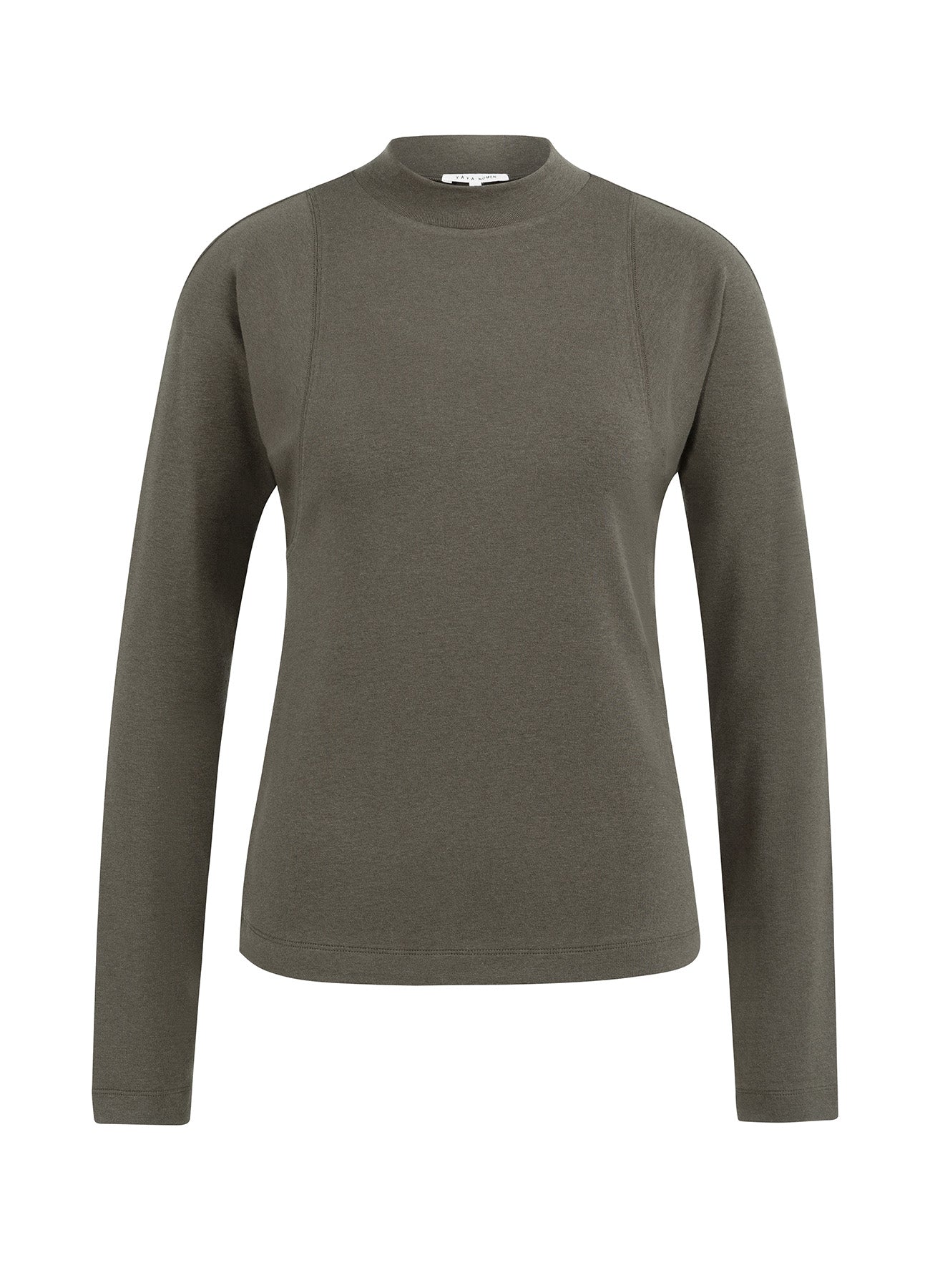 Long Sleeve Mock Neck Top : Brown 99017