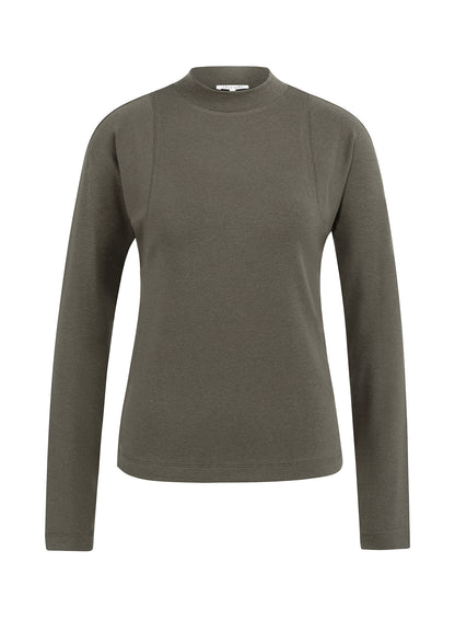 Long Sleeve Mock Neck Top : Brown 99017