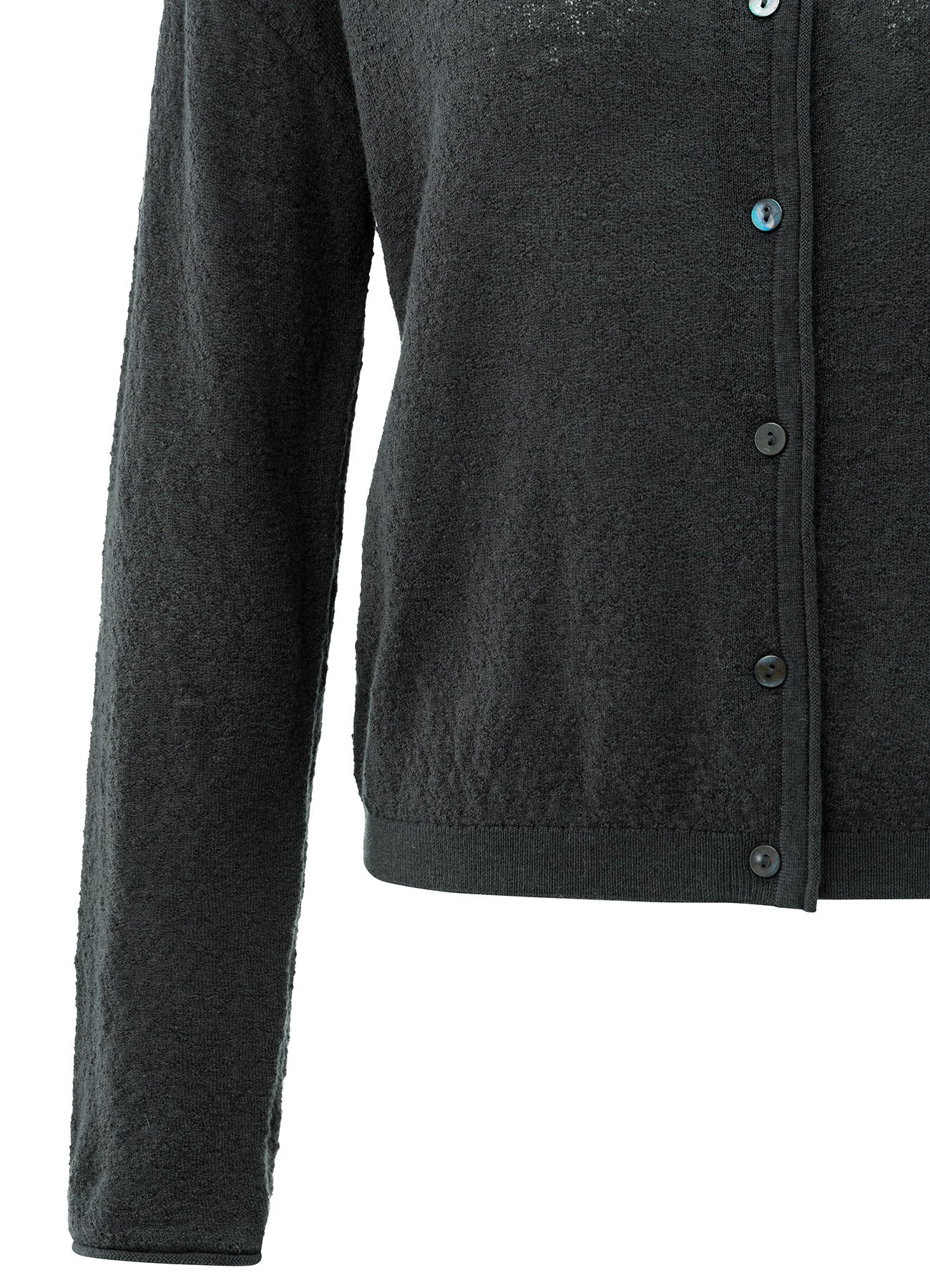 Textured Cardigan High Necklin : Oyster Black 90205