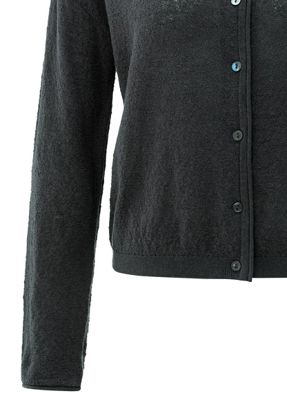 Textured Cardigan High Necklin : Oyster Black 90205