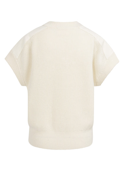 Short Sleeve Sweater With Coll : Ecru 99053