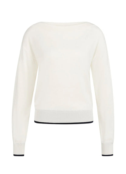 Boatneck Sweater Ls : Ecru Dessin 990531