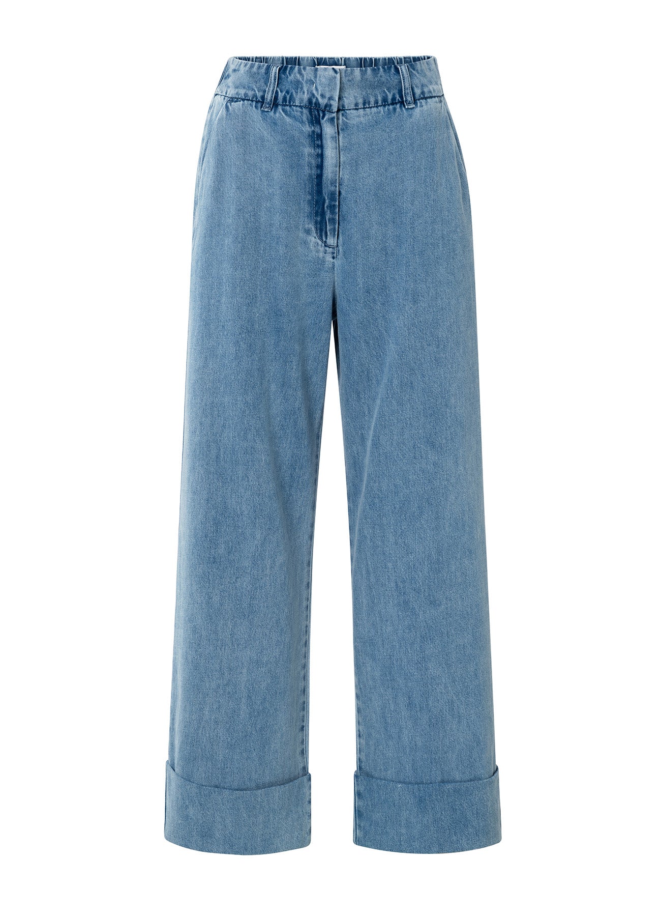 Loose Denim Pantalon W. Roll U : Blue Denim 01111