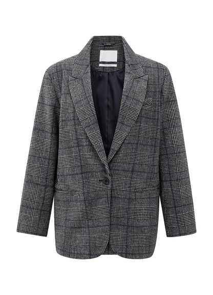 Woven Oversized Checked Blazer : Contours Gray Dessin 00001