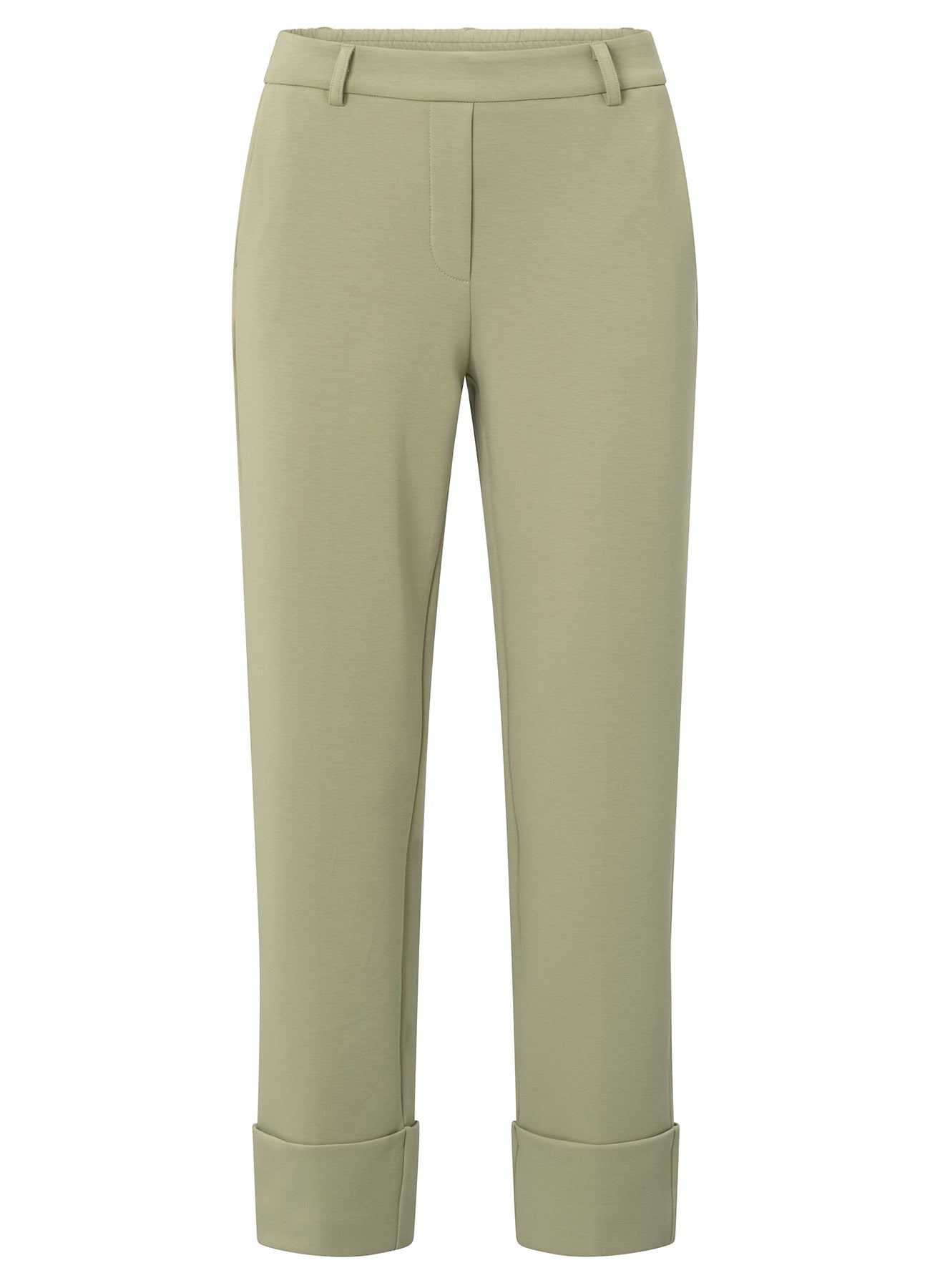 Jersey Tailored Trousers With Elastic Waist And Big Turn Up : Soft Green 99980