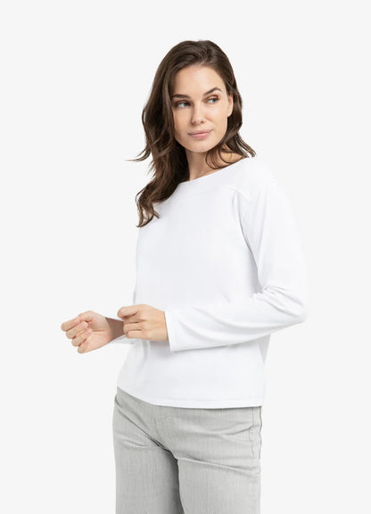 Long Sleeve Top With Seam : Pure White 00000