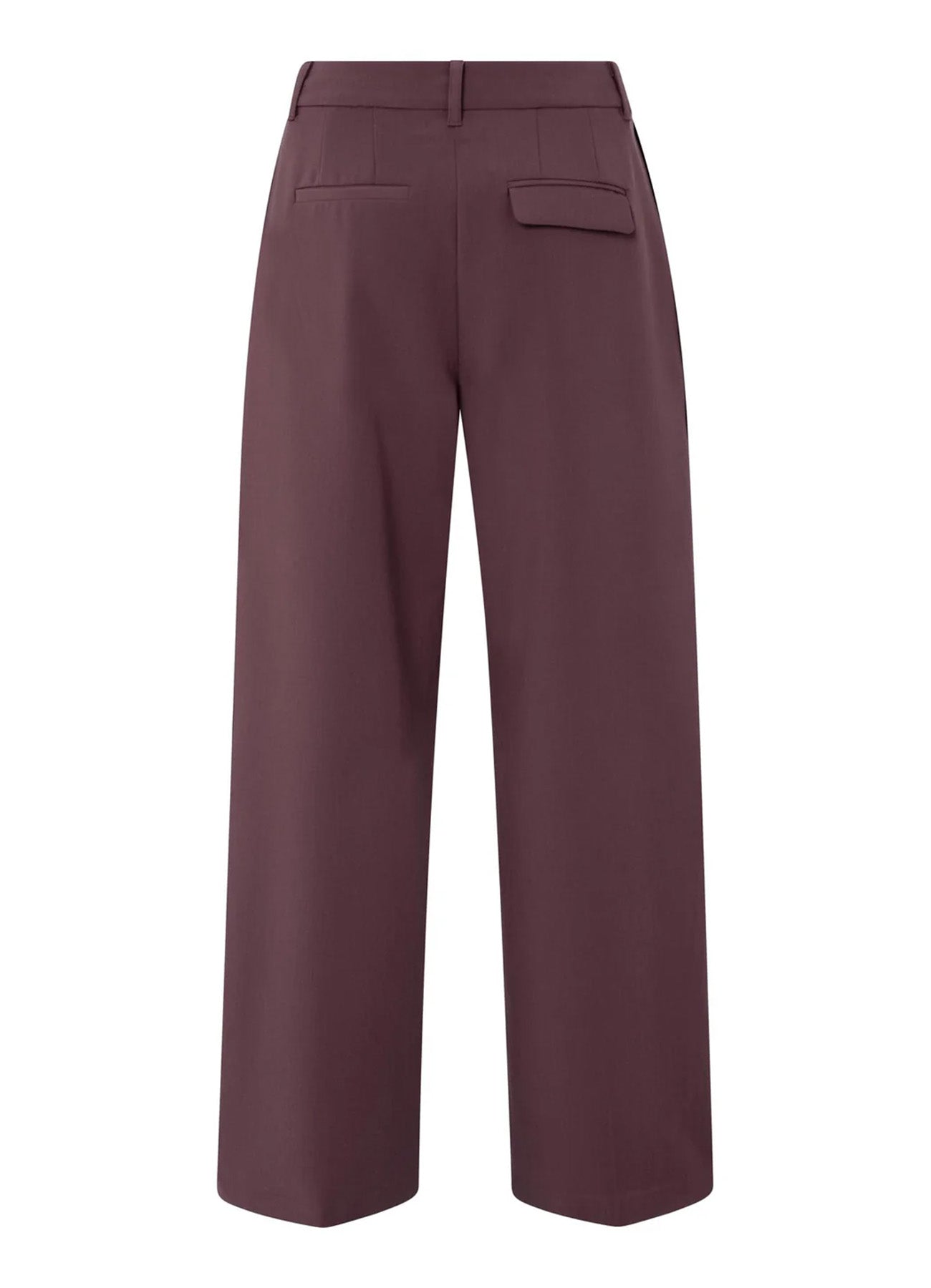 Woven Wide Leg Trousers With Satin Tape At Sides : Fudge Purple 00001