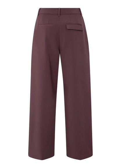Woven Wide Leg Trousers With Satin Tape At Sides : Fudge Purple 00001