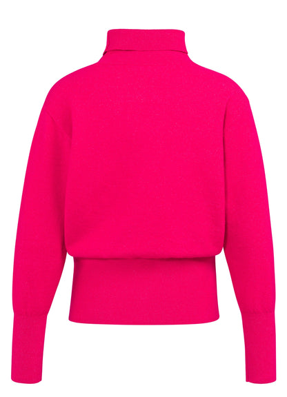 High Neckline Sweater With Buttons : Rose Red 81852