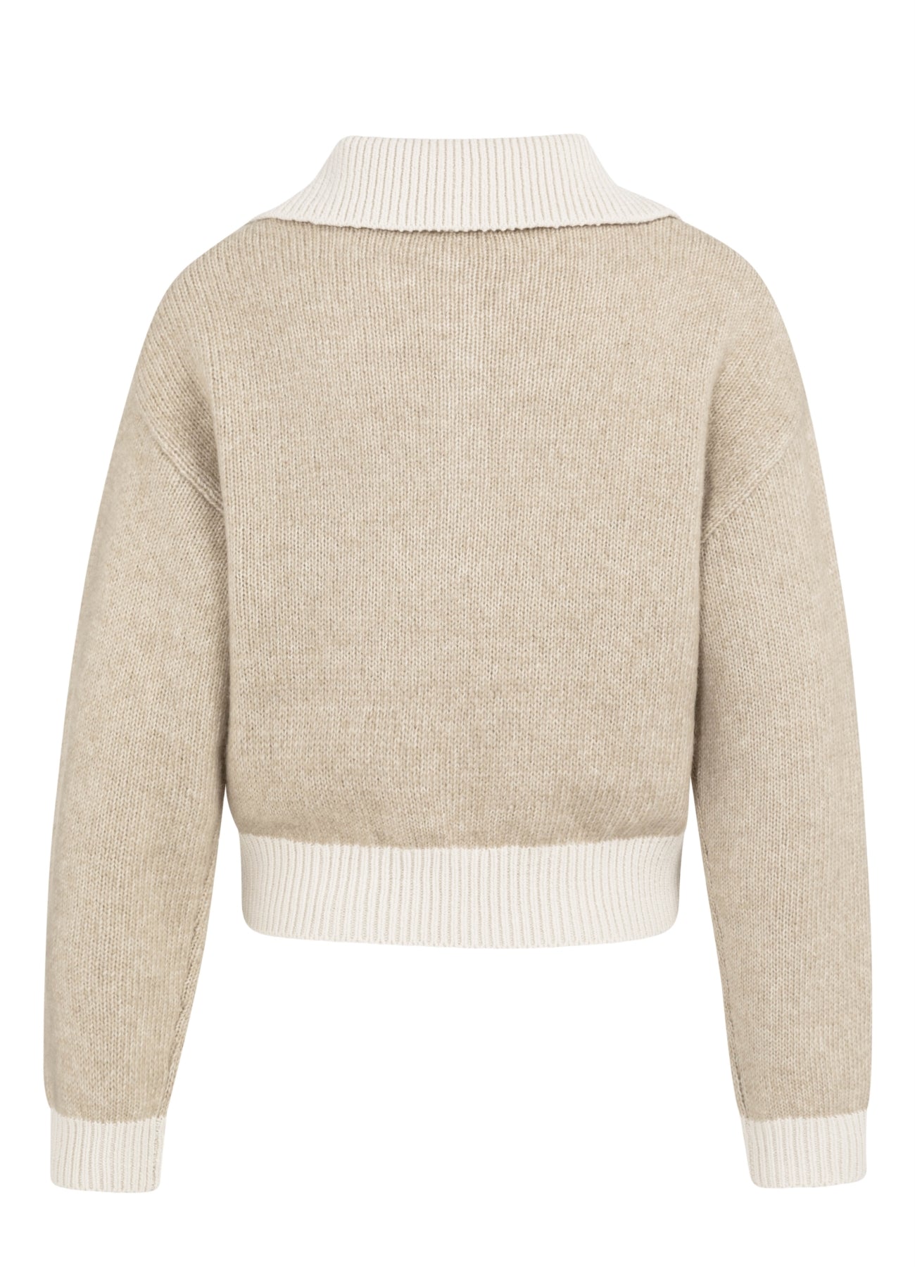 Sweater With Contrast Color Details : Oxford Tan Brown Dessin 513061