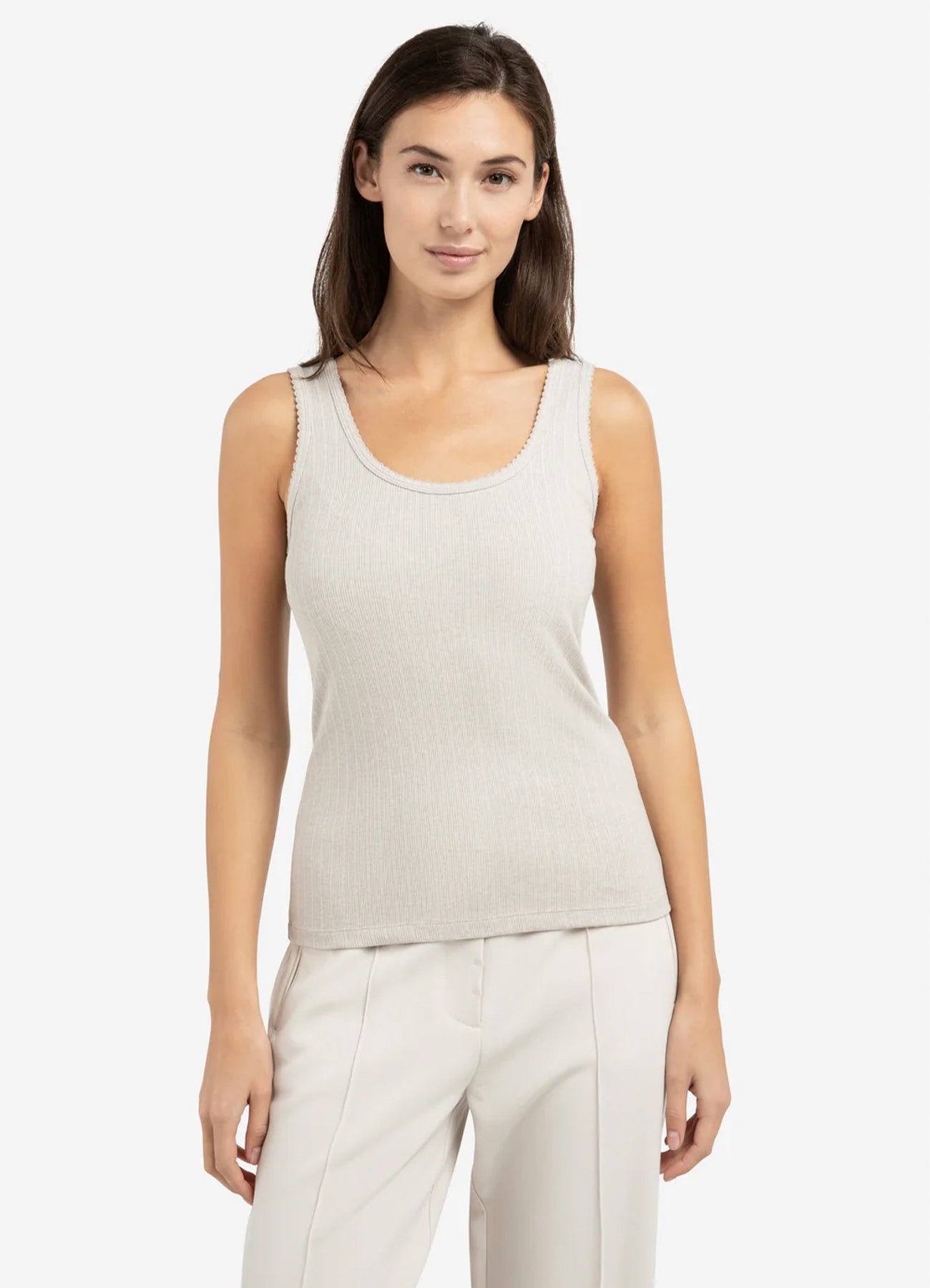 Rib Singlet With Fancy Edge : Mist Green Melange 990432