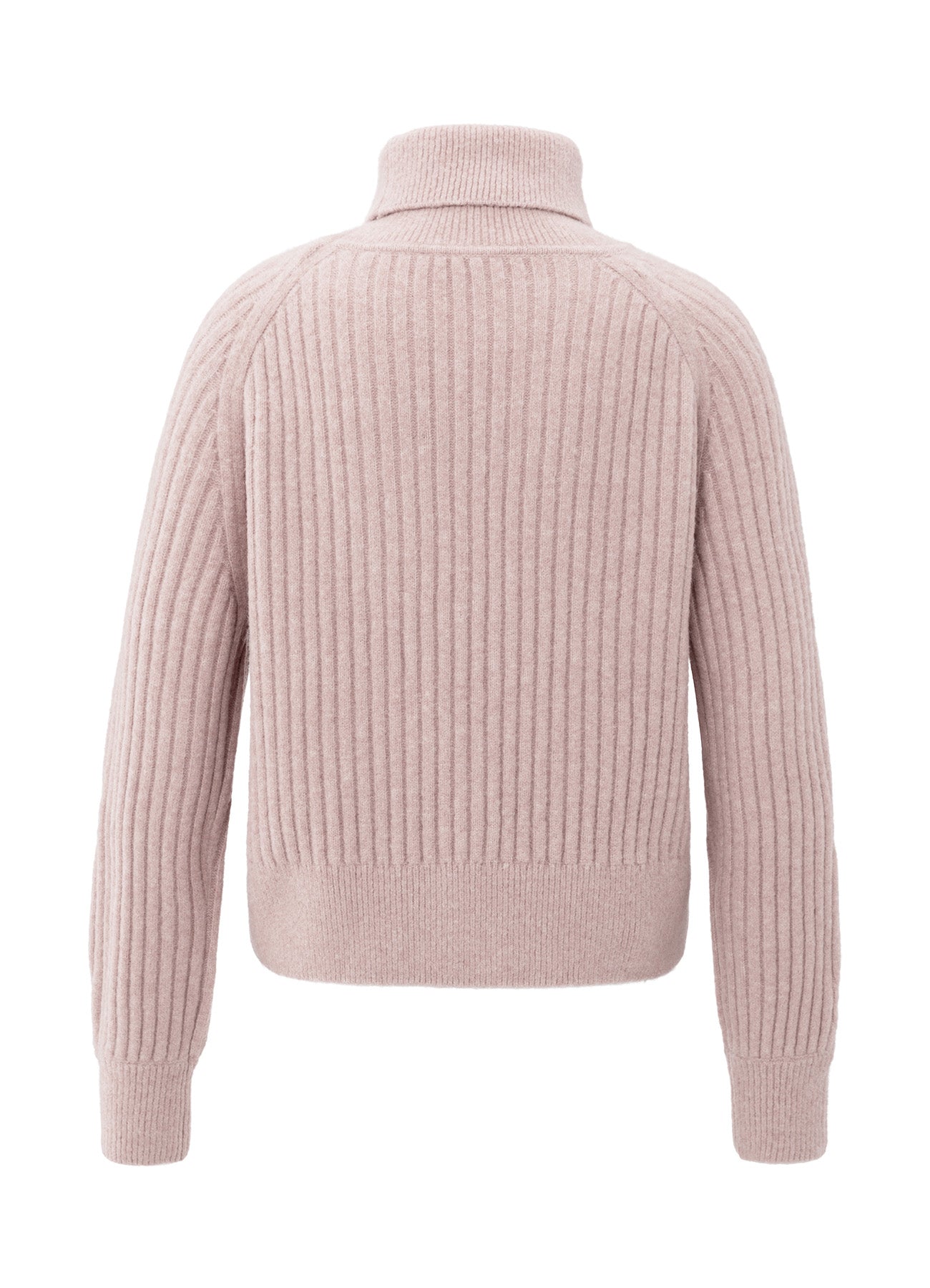 Turtle Neck Sweater With Cable : Shadow Gray Pink Melange 990312