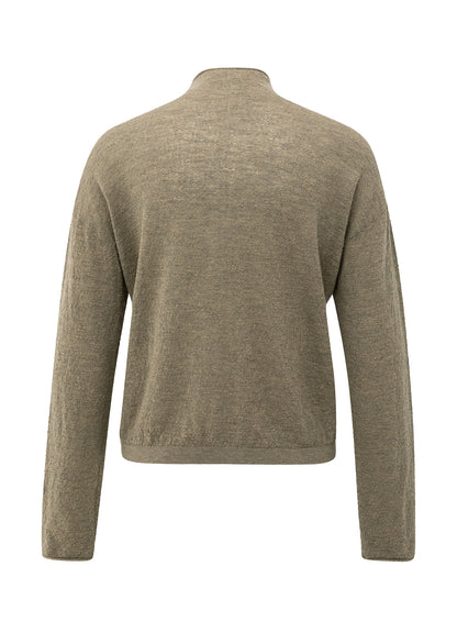 Textured Cardigan High Necklin : Capers Melange 99008