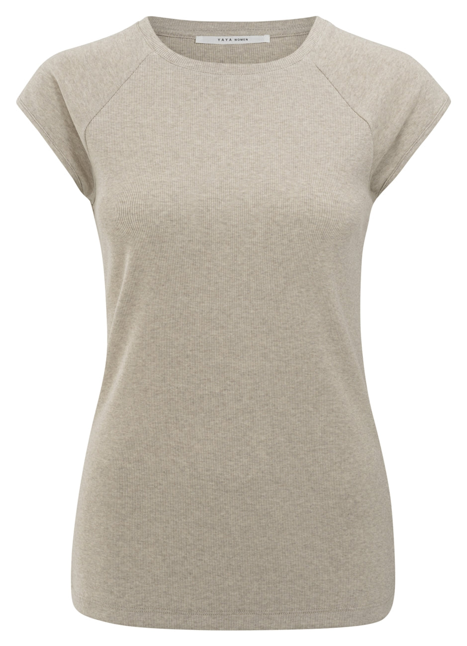 Fabric Mix Top With Seam Detai : Silver Lining Beige Melange 445012