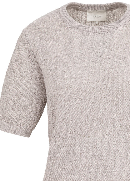 Textured Sweater Short Sleeve : Mauve Purple Dessin 990541