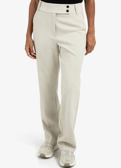 Woven Straight Fit Trousers With Fancy Waistband : Cloud Grey Melange 61509