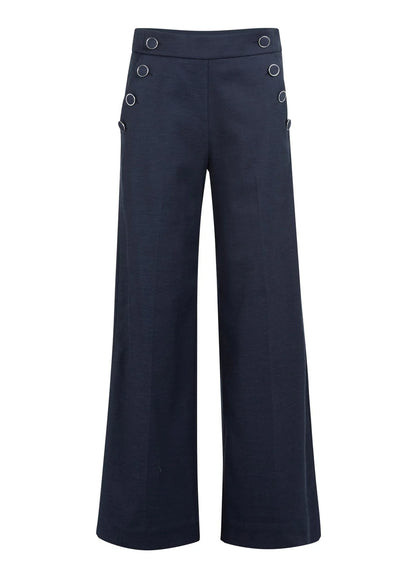 High Waist Wide Leg Trousers W : Navy Blazer Blue 93923