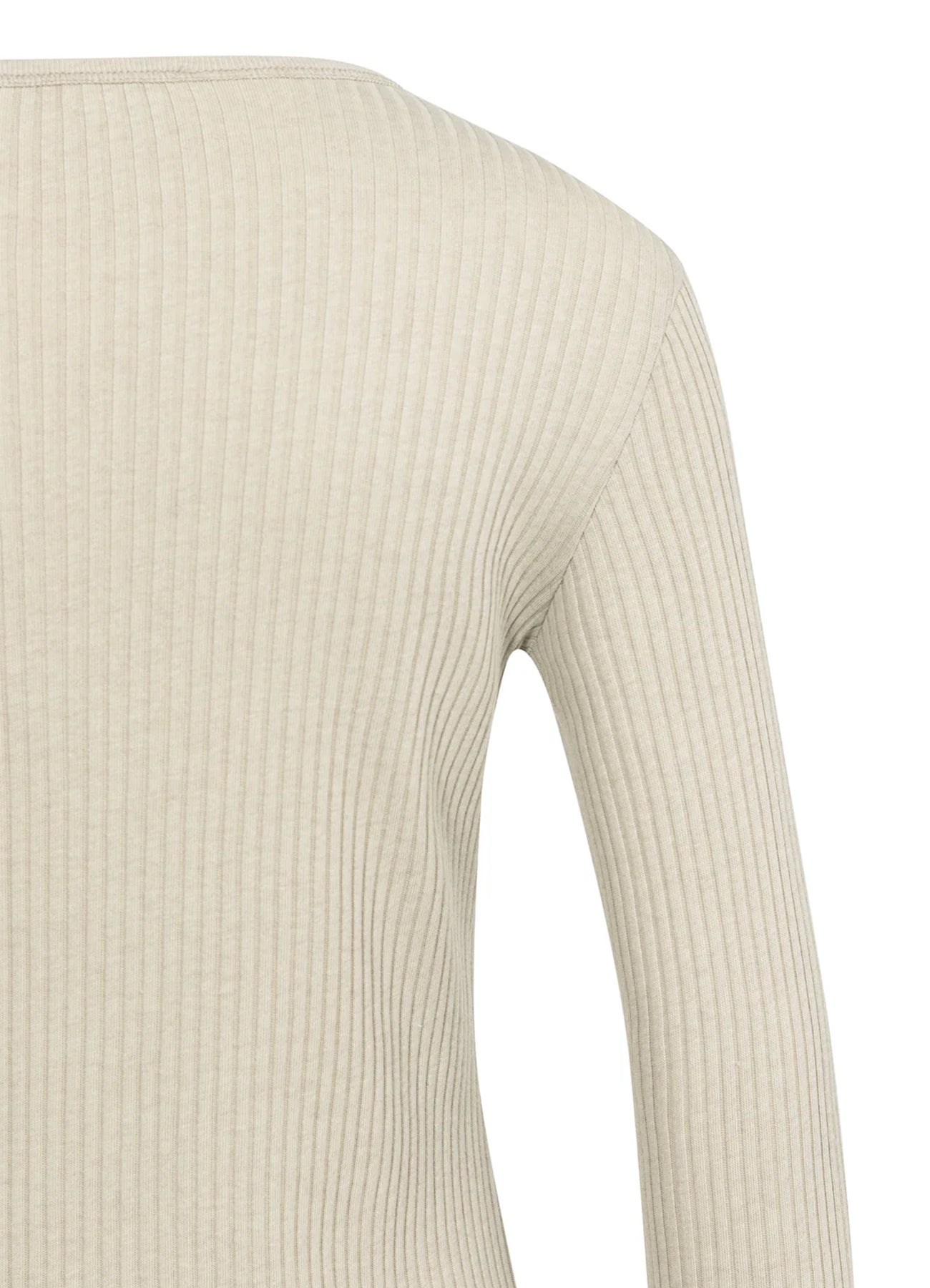Ribbed Long Sleeve T-Shirt : Oxford Tan Brown 51306