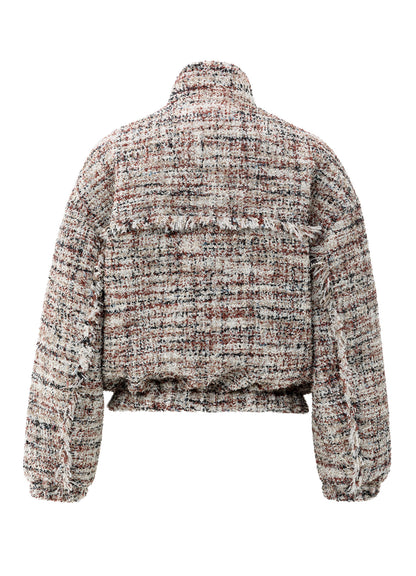 Boucle Jacket With Fringes : Blush Pink Dessin 990161