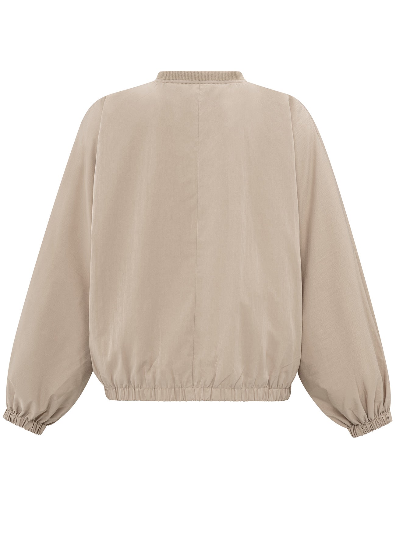 Nylon Cropped Bomber Jacket With Taping Detail : Twill Beige 99998