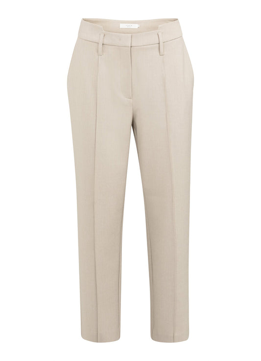 Woven Straight Leg Trousers With Waistband Detail : Oxford Tan Brown Melange 513062